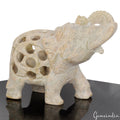 1220Ct Soapstone Trunk Up Elephant Statue Animal~ Baby inside Sculpture/Artifact