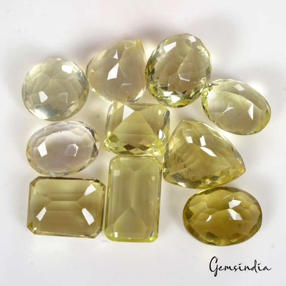 Natural Lemon Quartz Citrine Top Quality Mix Cut 14mm-19mm Loose Gems~145.50 Ct