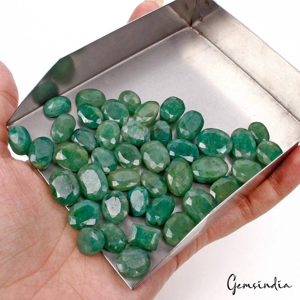 11-16mm Natural Green Emerald 300 Ct Oval Cut Loose Jewelry Gemstones Lot ~42 Pc