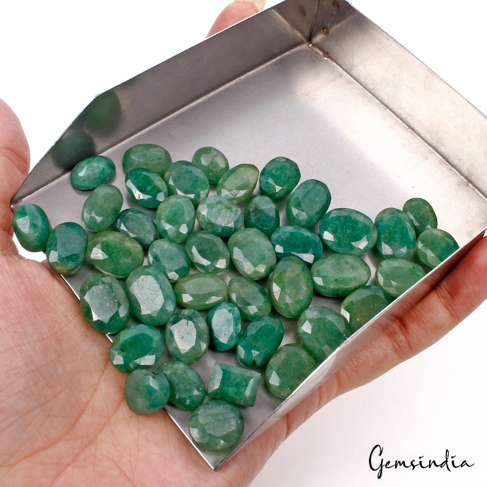 11-16mm Natural Green Emerald 300 Ct Oval Cut Loose Jewelry Gemstones Lot ~42 Pc