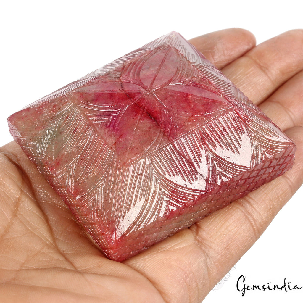 920 Cts Natural Pink Red (Bixbite) Beryl Baguette Cut Carved Huge Size Loose Gem