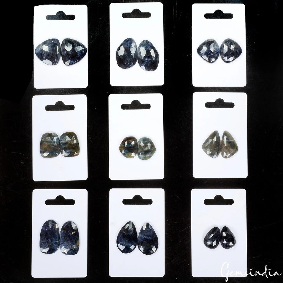 9 Pairs Lot Natural Sapphire Untreated/Unheated Rose Checker Cut Loose Gemstones