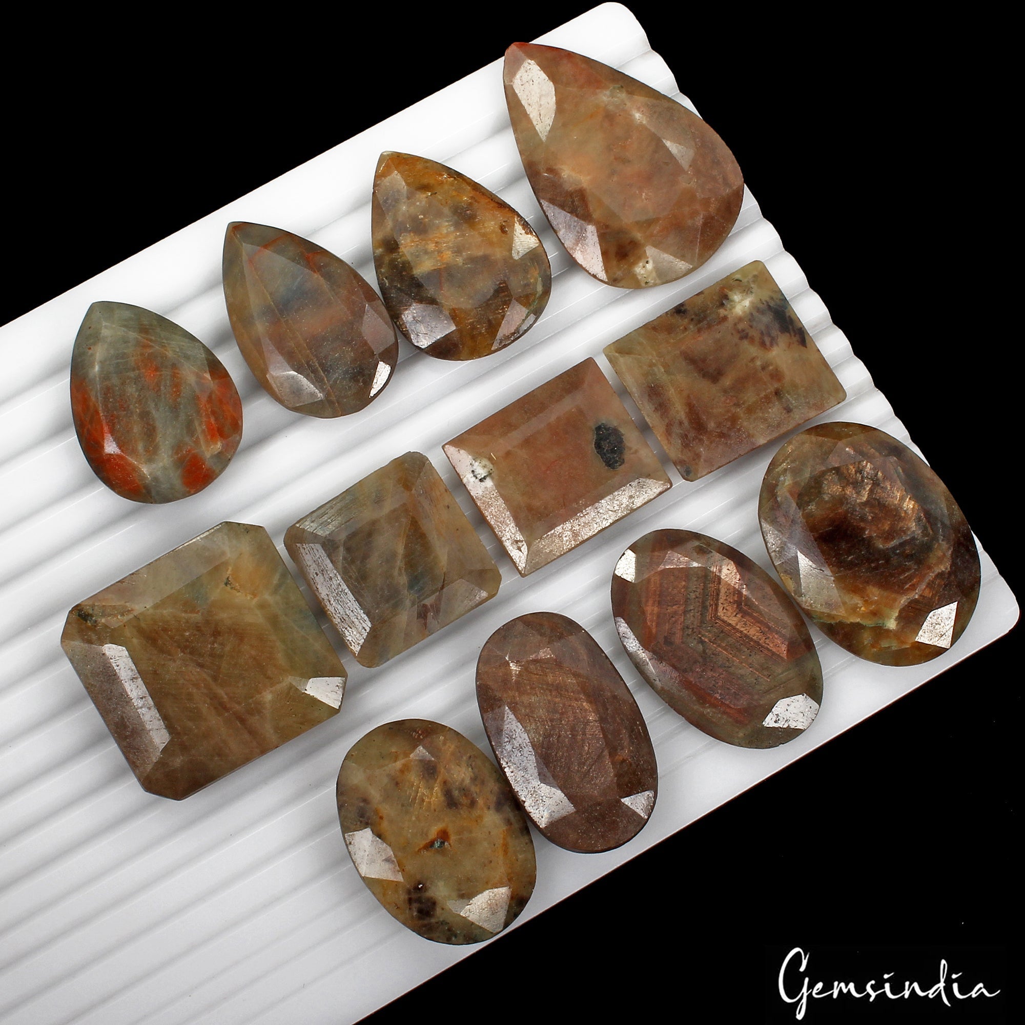 1080 Cts/12 Pcs Natural Untreated Brown Sapphire Mix Faceted Cut Loose Gems Lot