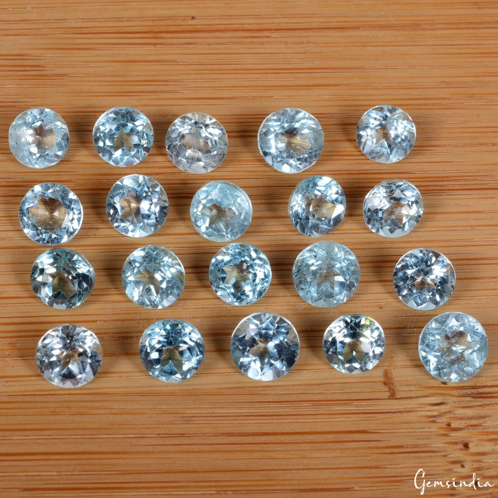 Blue Topaz Lot, Loose Gemstone, Heated, Sky Blue — 20 Pieces, 5mm to 6mm, 23.40 Ct, Brazil