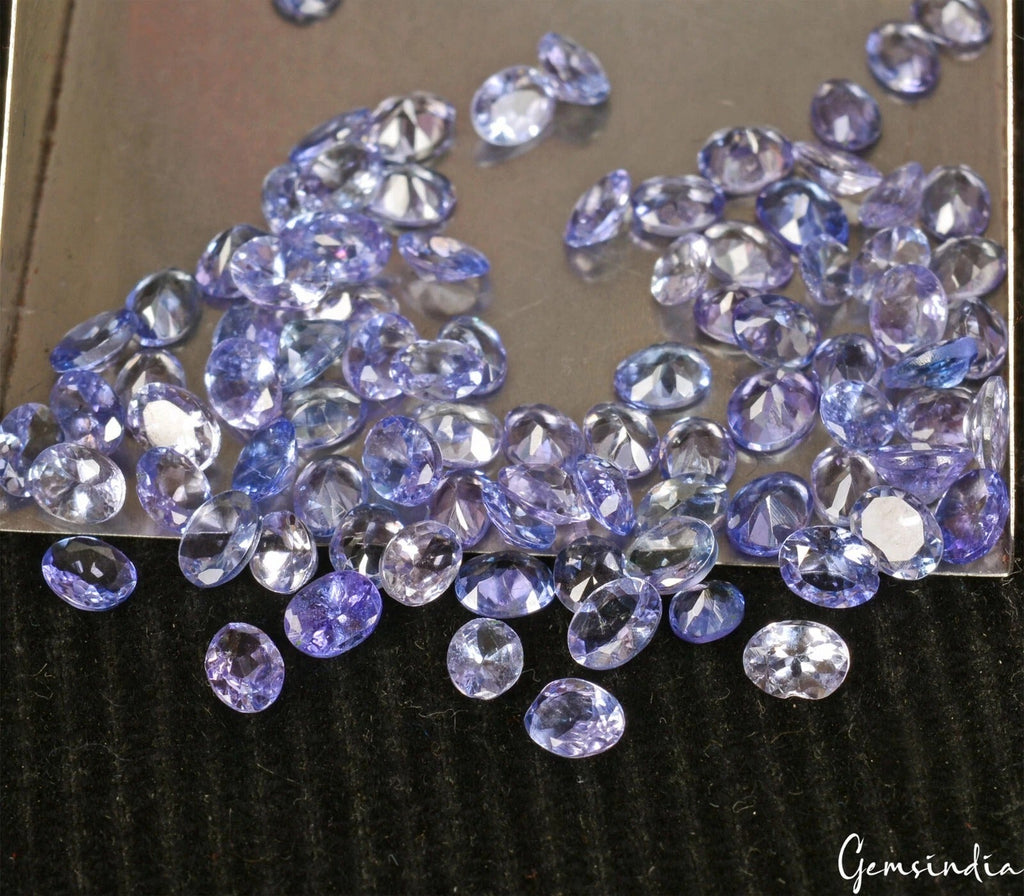Certified 50 Cts Natural Violet Blue Tanzanite Oval Cut Loose Gems 320 Pcs/4x3mm