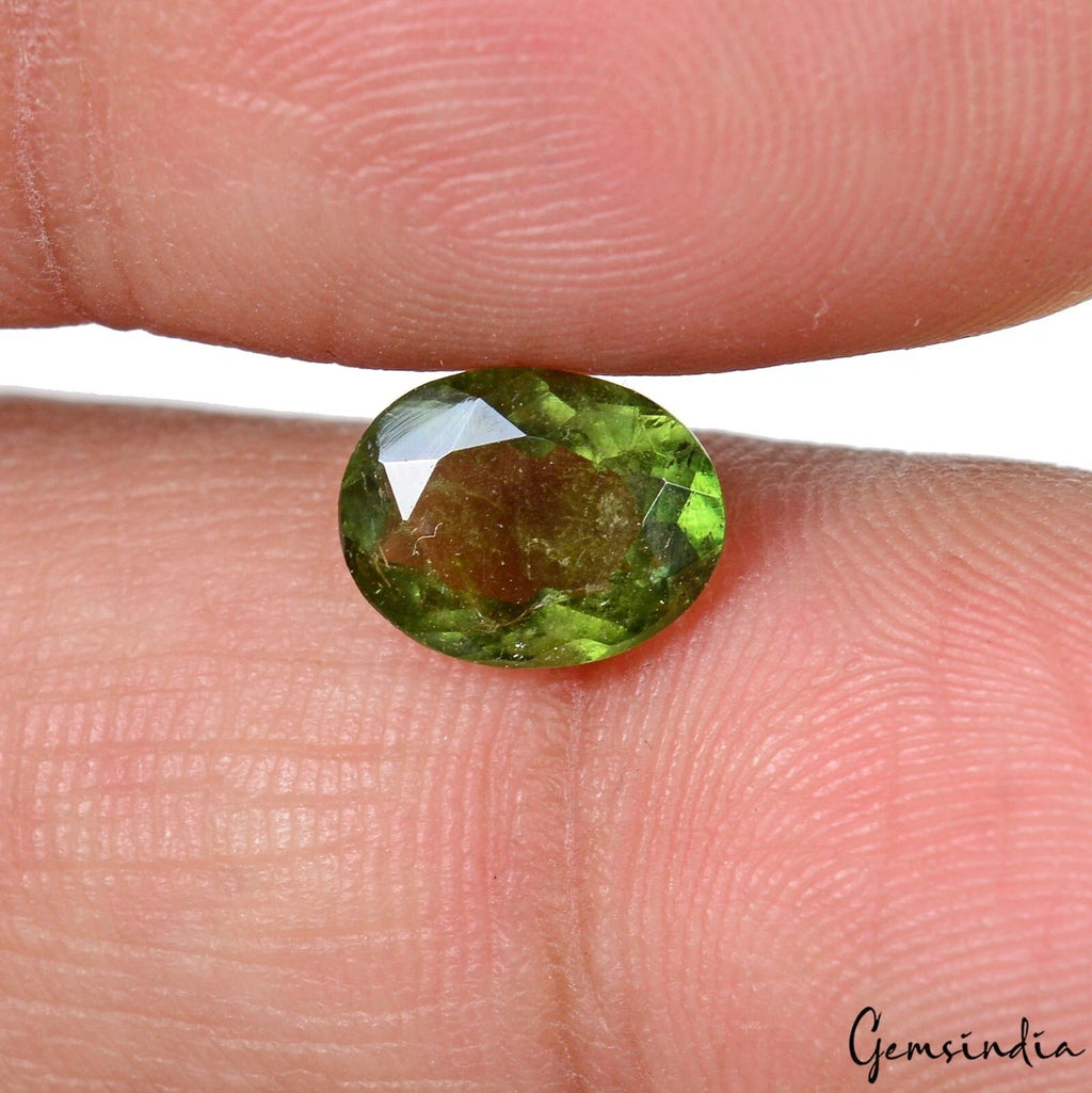 Mozambique Tourmaline Olive Green Pear Cut Certified Unheated Gemstone~1.50 Cts