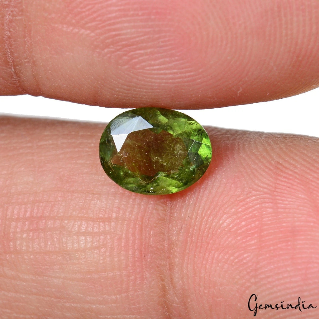 Tourmaline Loose Gemstone, Untreated, Green — 8x6x3mm, 1.50 Ct, Mozambique