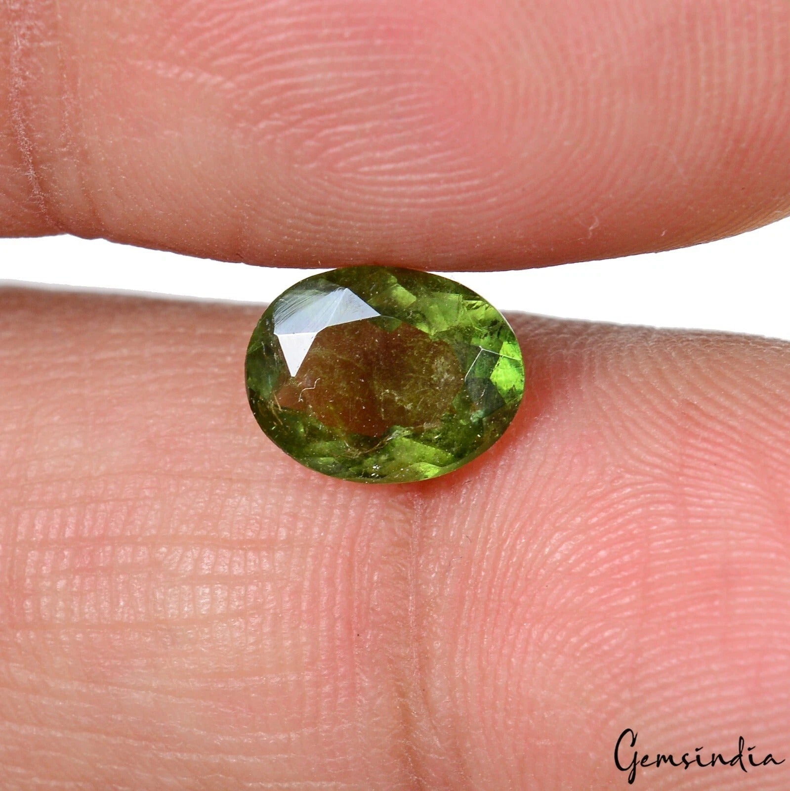 Tourmaline Loose Gemstone, Untreated, Green — 8x6x3mm, 1.50 Ct, Mozambique
