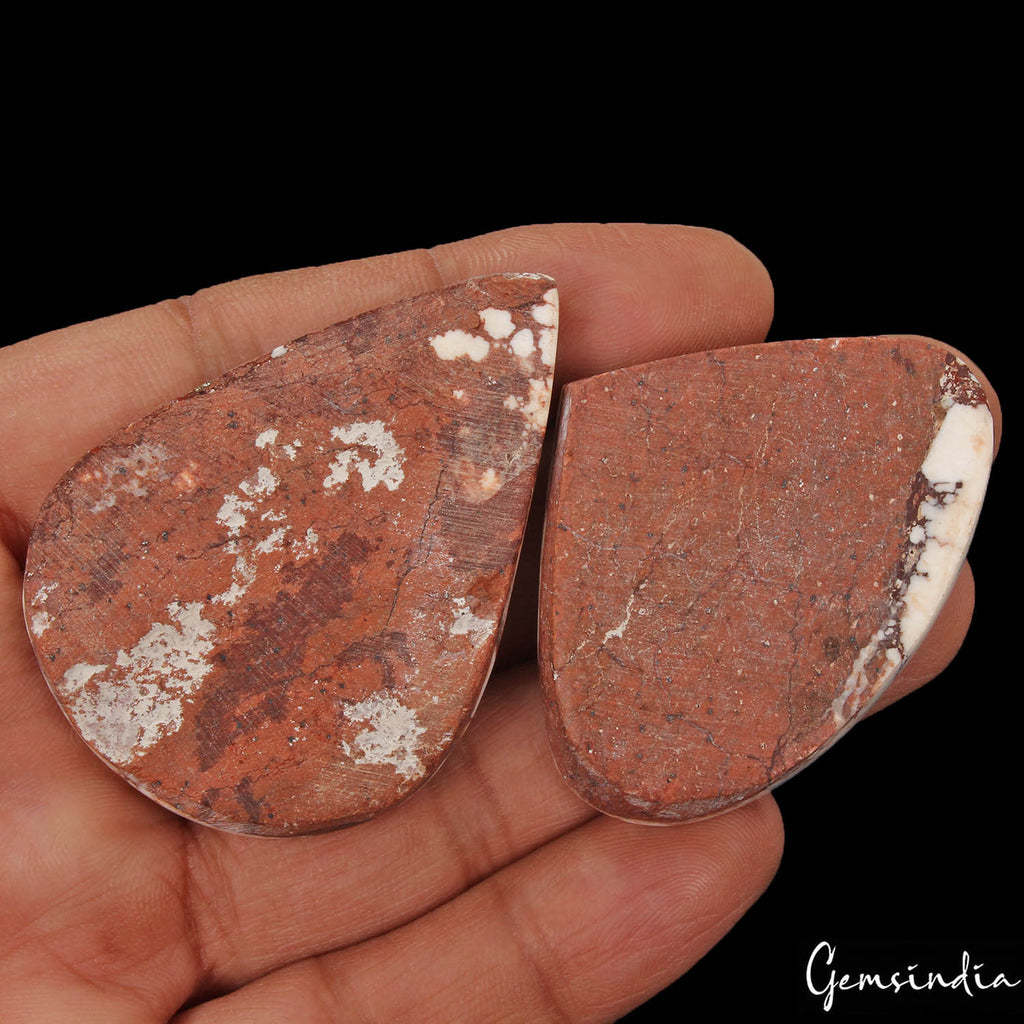 200 Ct/2 Pcs Natural Nevada Untreated White Buffalo Turquoise Pear Cab Gems Lot