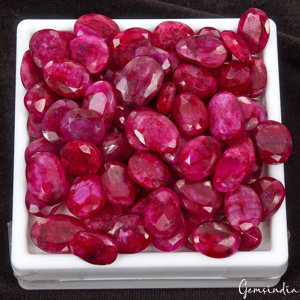 740 Cts/77 Pcs Natural Red USA Beryl Bixbite Oval Cut Loose Gems Lot For Jewelry