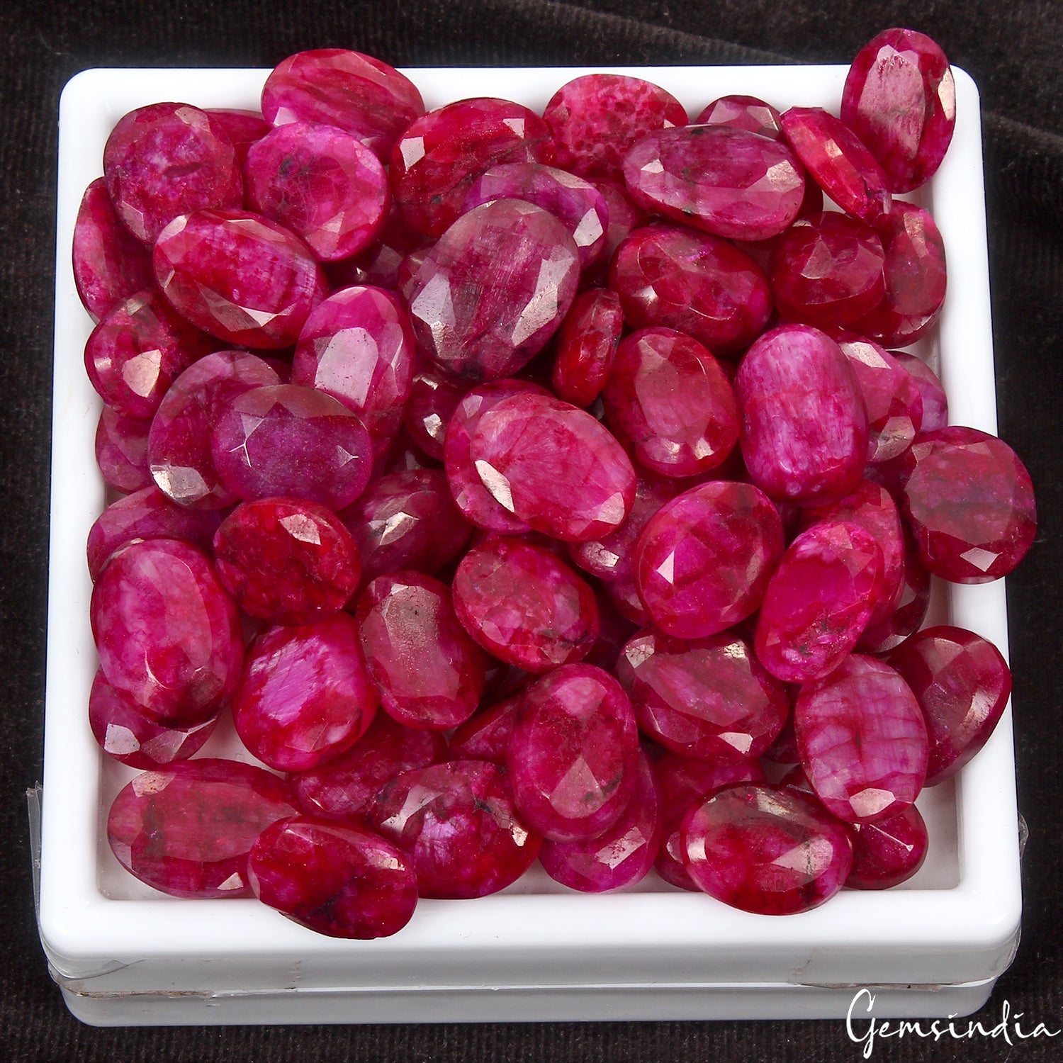 740 Cts/77 Pcs Natural Red USA Beryl Bixbite Oval Cut Loose Gems Lot For Jewelry