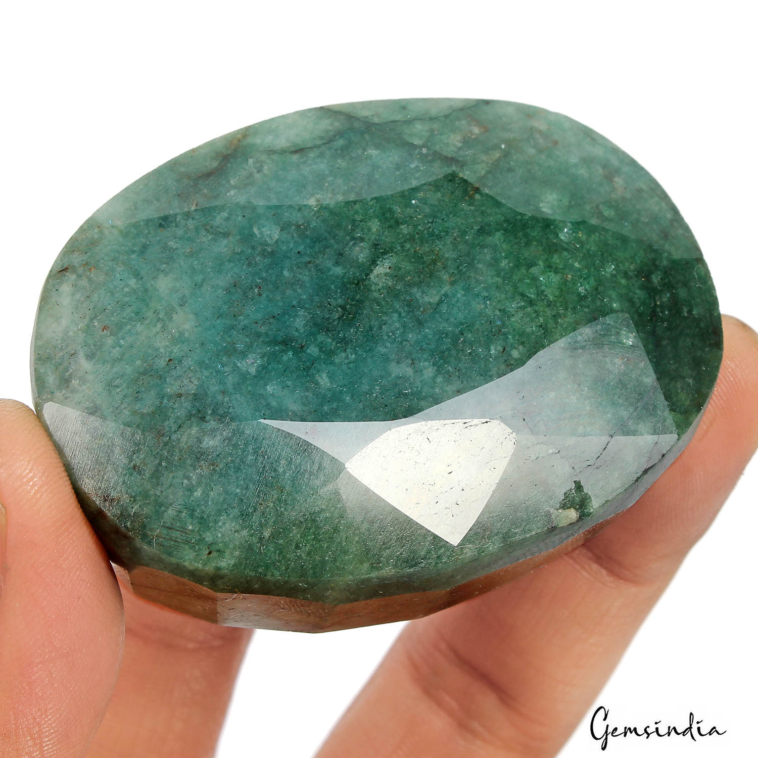Emerald Loose Gemstone, Color Enhanced, Blue — 63 x 47 x 32 mm, 700 Ct, Zambia