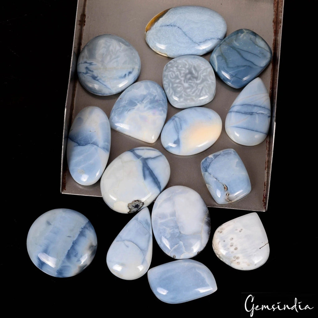 15 Pcs Natural Blue Opal Mix Cabochon Loose Untreated 22-37mm Gemstones~500 Cts