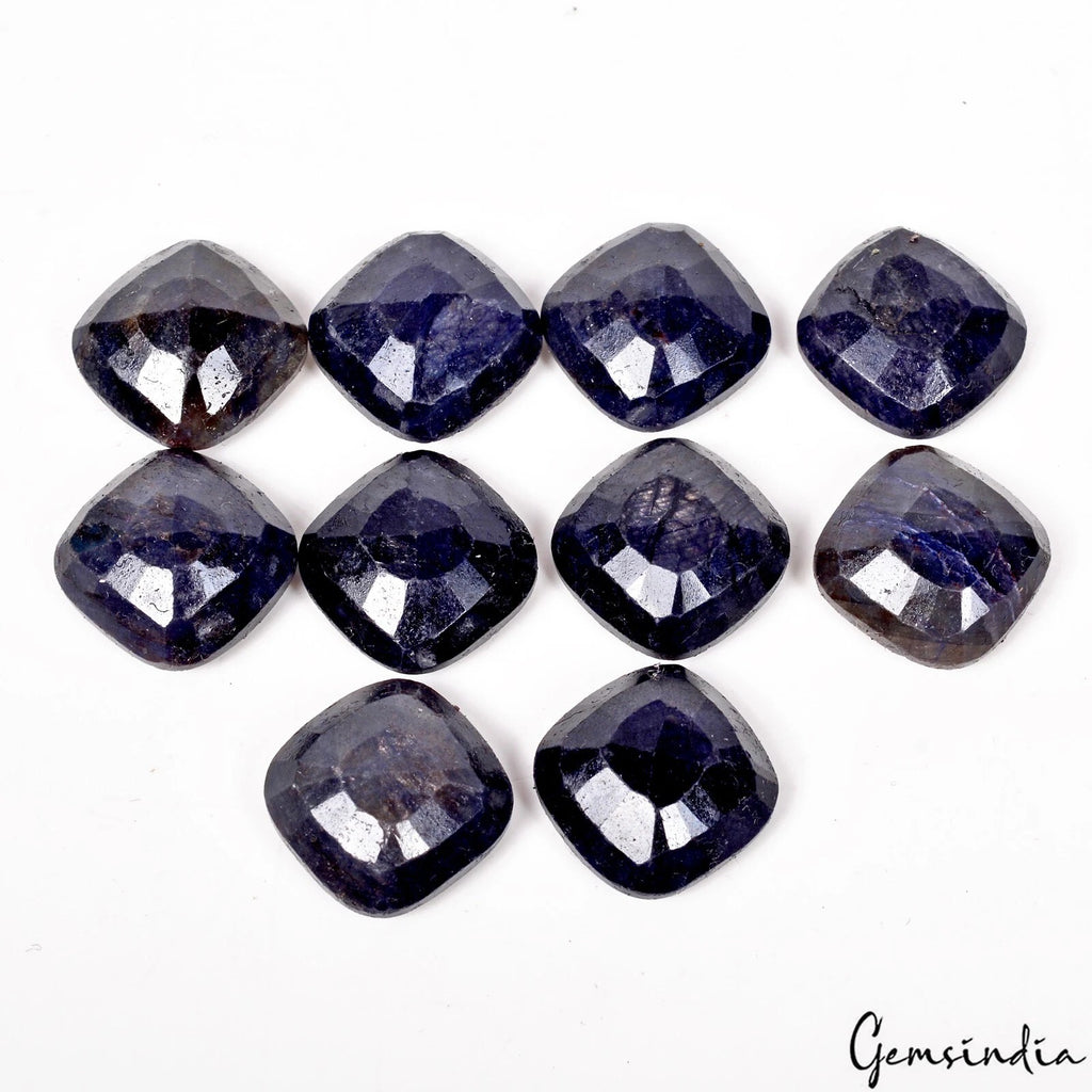 Blue Sapphire Lot, Loose Gemstone, Color Enhanced — 10 Pieces, 14mm to 15mm, 144.20 Ct