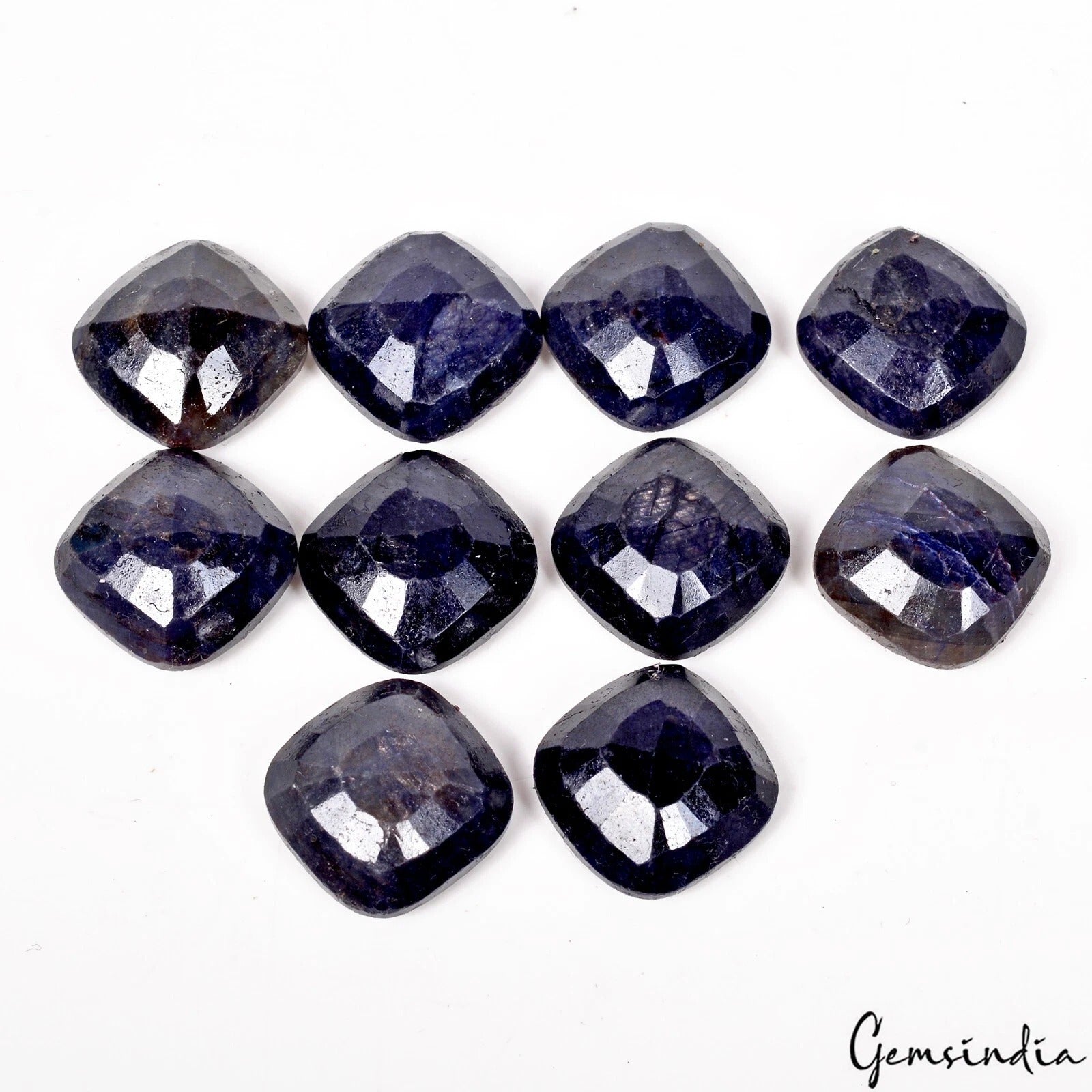 Blue Sapphire Lot, Loose Gemstone, Color Enhanced — 10 Pieces, 14mm to 15mm, 144.20 Ct