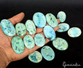 Turquoise Lot, Cabochon, Green — 15 Pieces, 18mm to 37mm, 1290 Ct