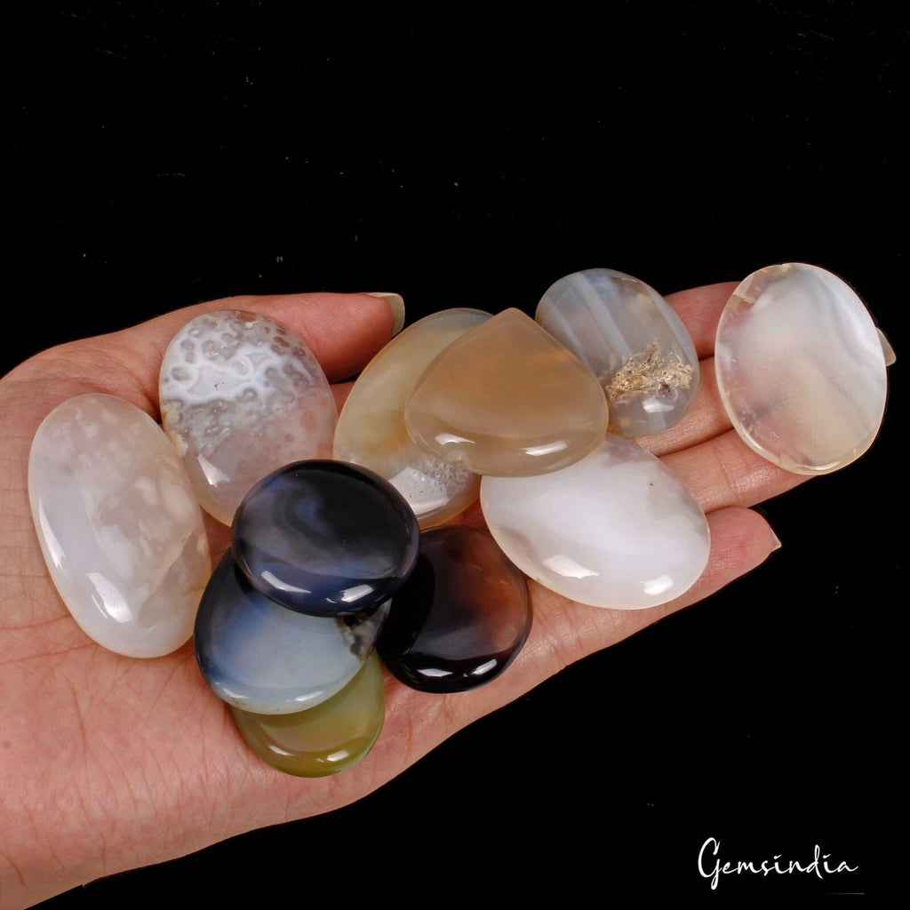 740 Ct Natural Multicolor Onyx Mix Cabochon Loose Untreated Gemstones lot~11 Pcs
