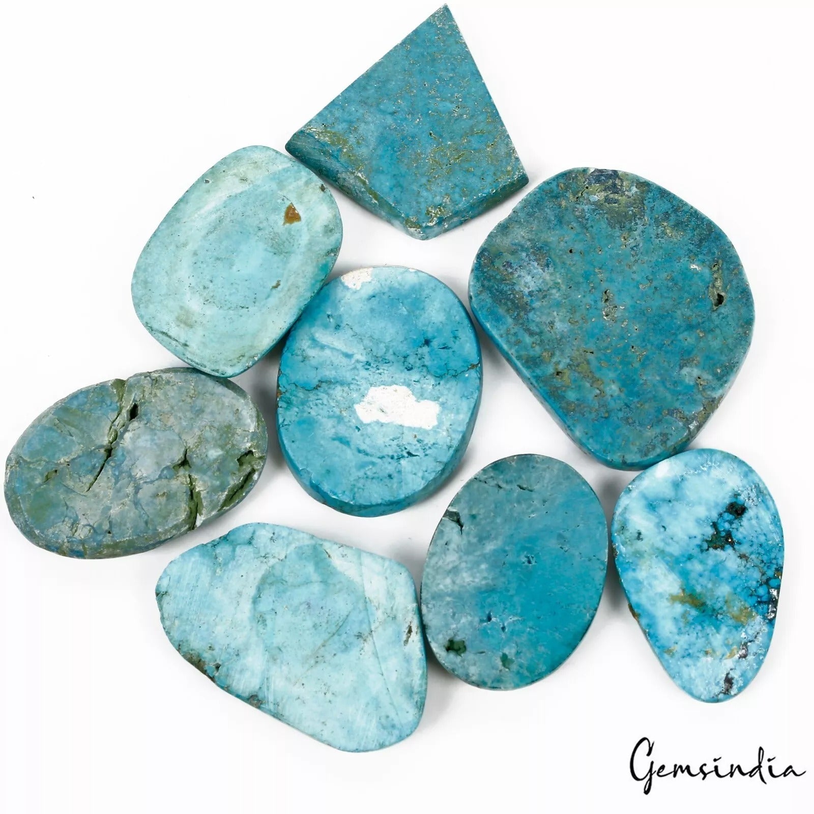 640 Ct/8 Pcs Natural Spiderweb Blue Turquoise Mix Loose Wholesale Gemstone Lot