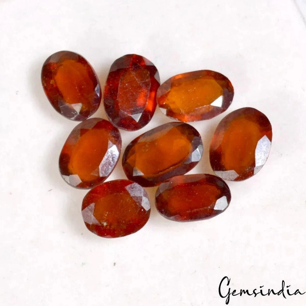 22.70 Cts/8 Pcs Natural Untreated Brown Hessonite Garnet Oval Gems For Jewelry
