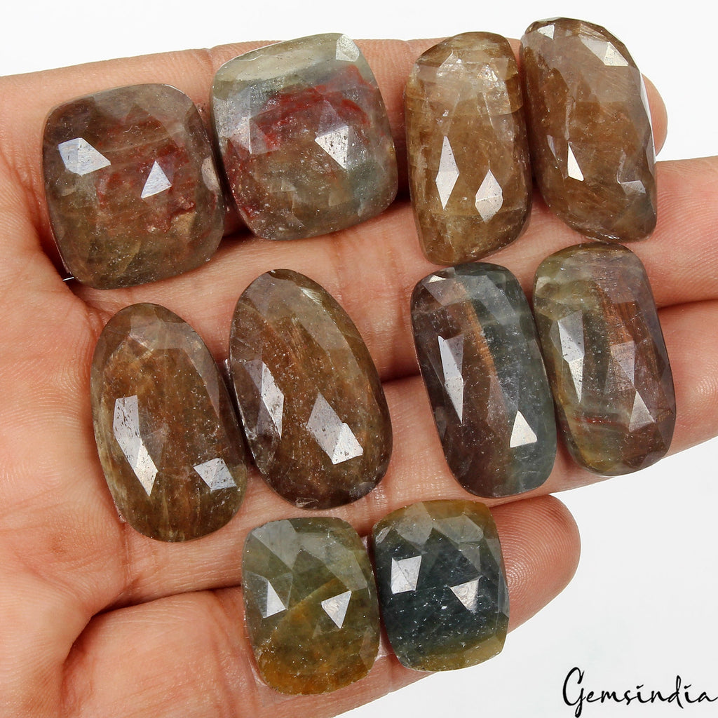 Certified 259 Ct/10 Pcs Natural Brown Sapphire Rose Checker Cut Gems ~5 Pair Lot