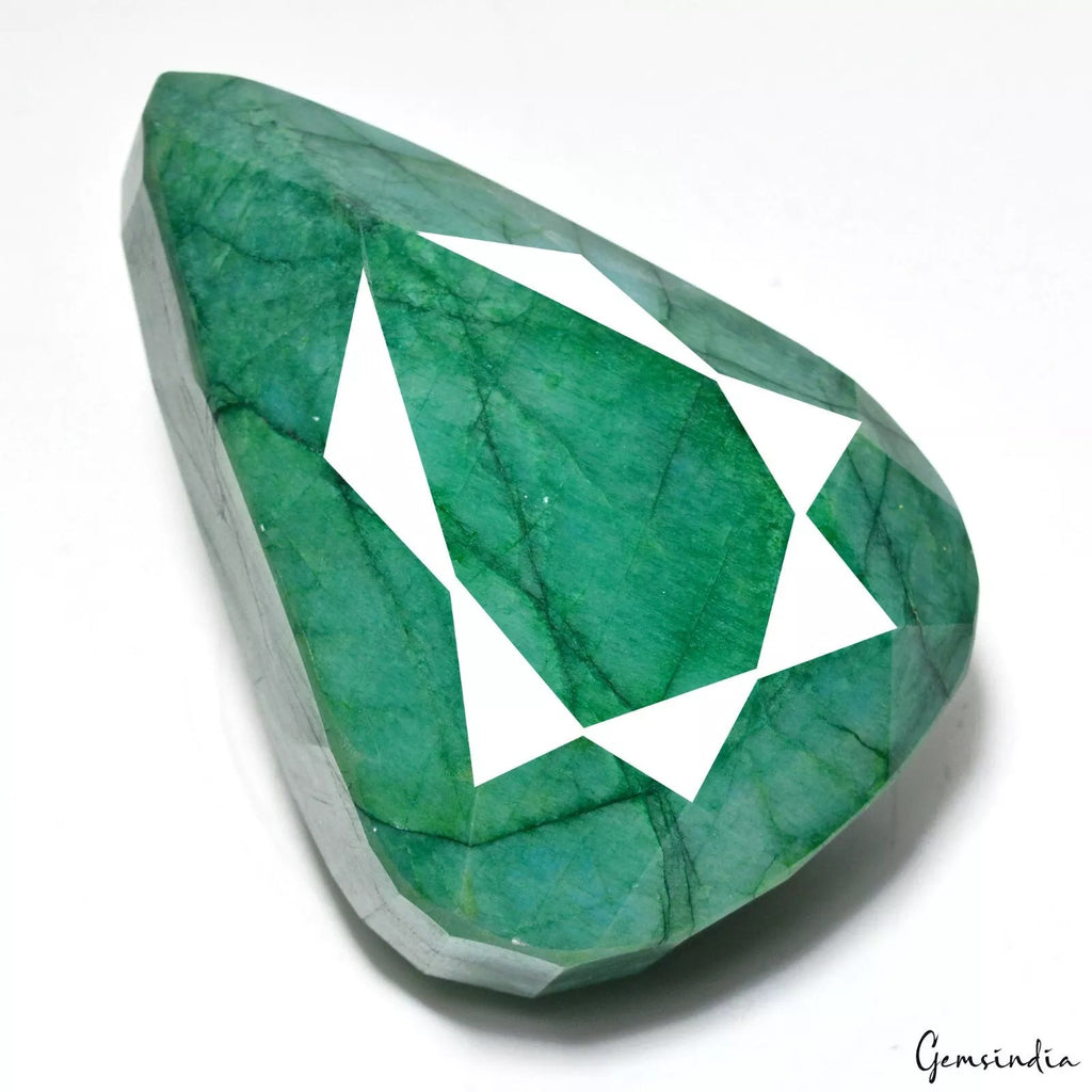 Certified 3250 Ct Natural Green Emerald Huge Earth Mined Pear Faceted Gemstone