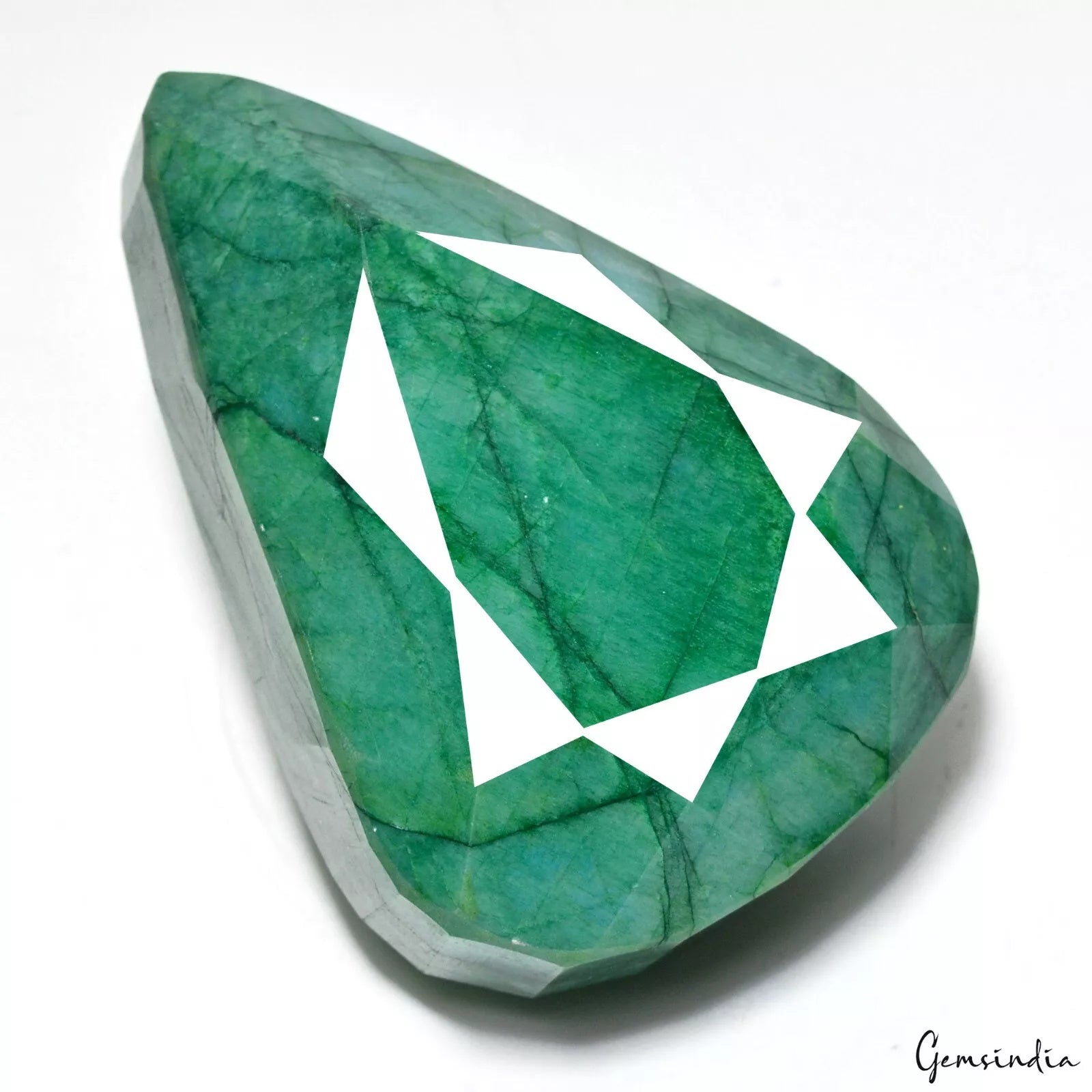 Certified 3250 Ct Natural Green Emerald Huge Earth Mined Pear Faceted Gemstone