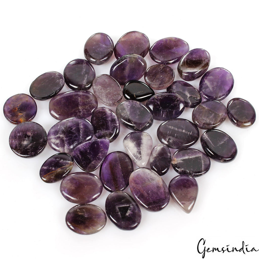 650 Cts Natural Amethyst Rich Purple Mix Cabochon Loose 17-27mm Gemstones~ 34 Pc