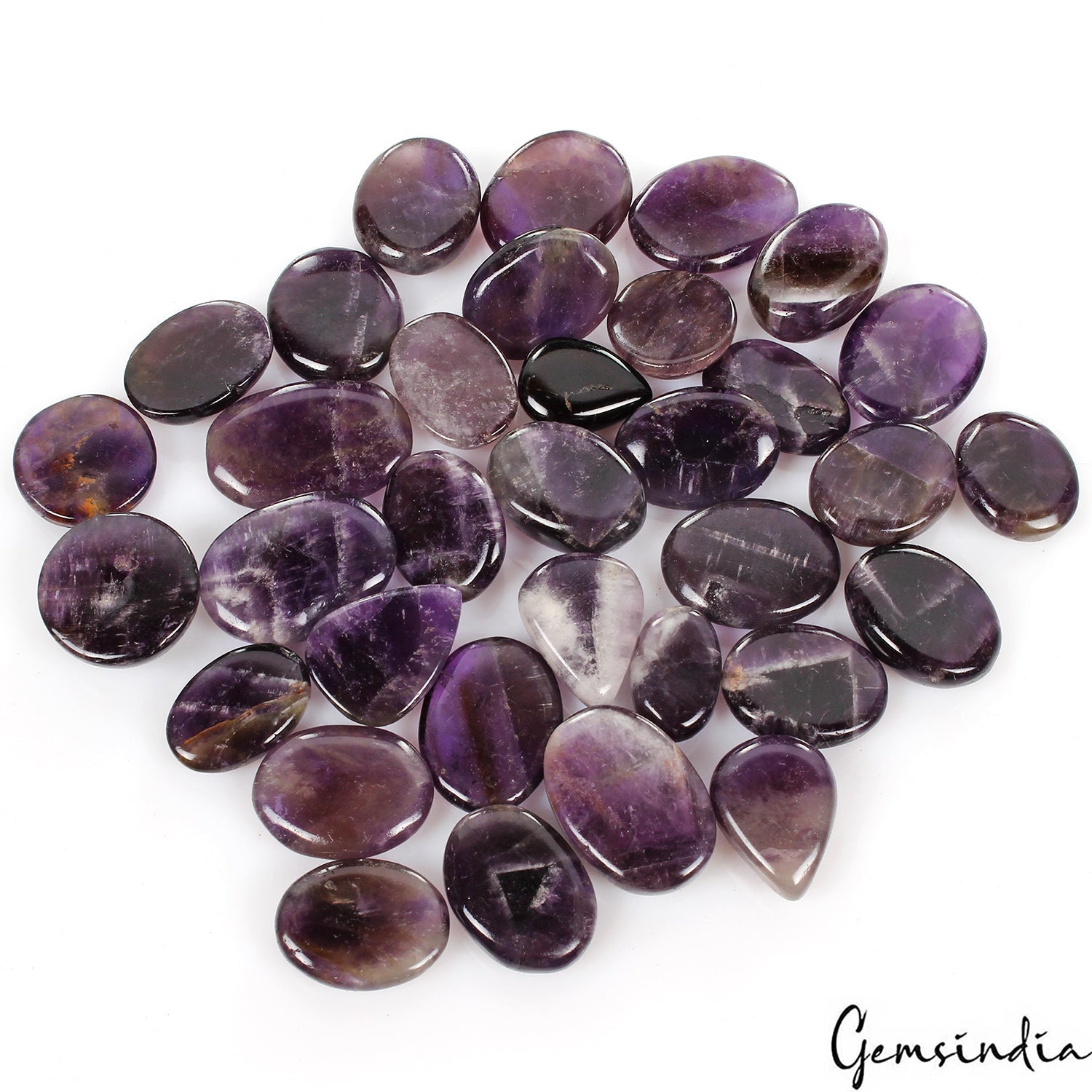 650 Cts Natural Amethyst Rich Purple Mix Cabochon Loose 17-27mm Gemstones~ 34 Pc