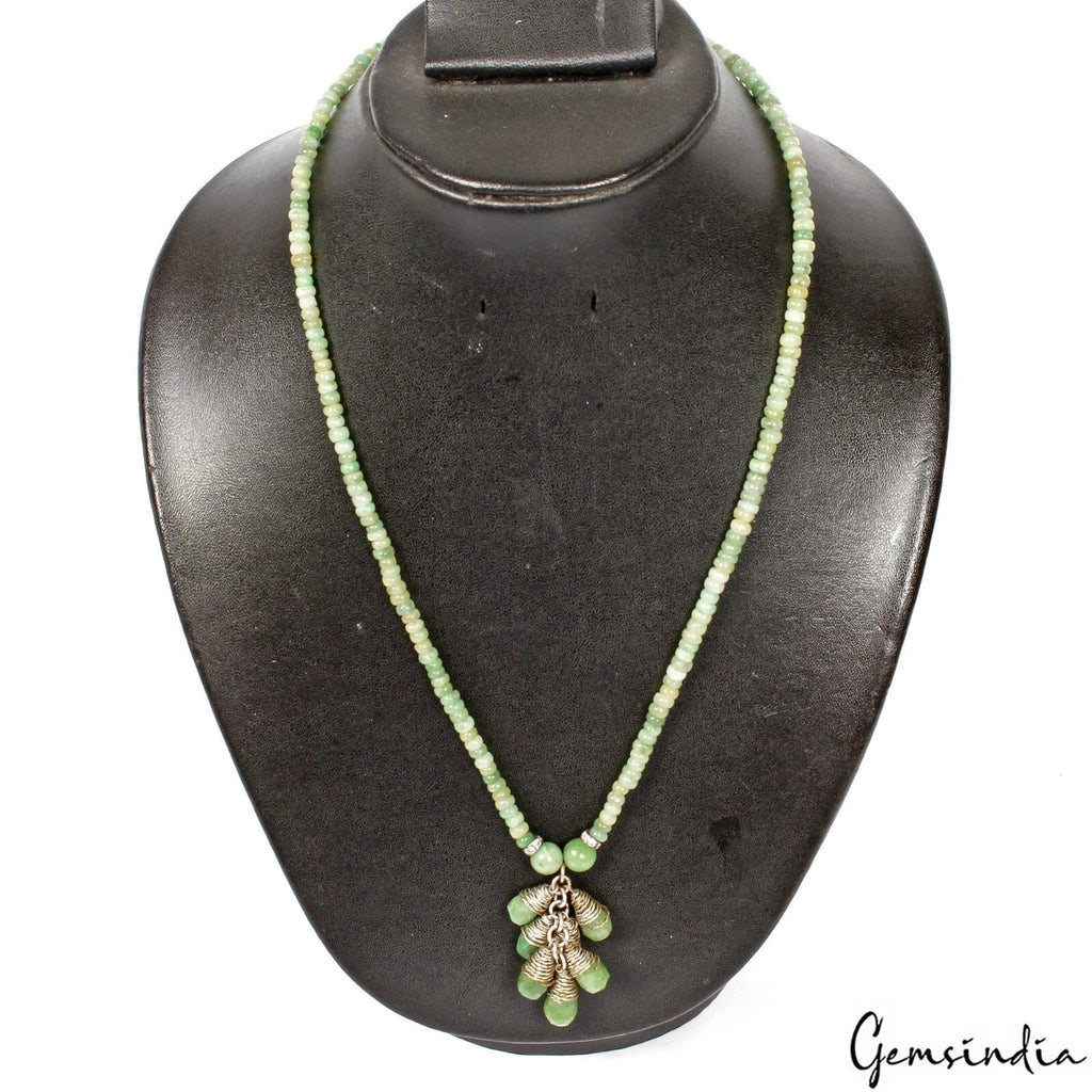 20" Natural Green Emerald Beaded Handmade Designer Necklace Jewelry For Women