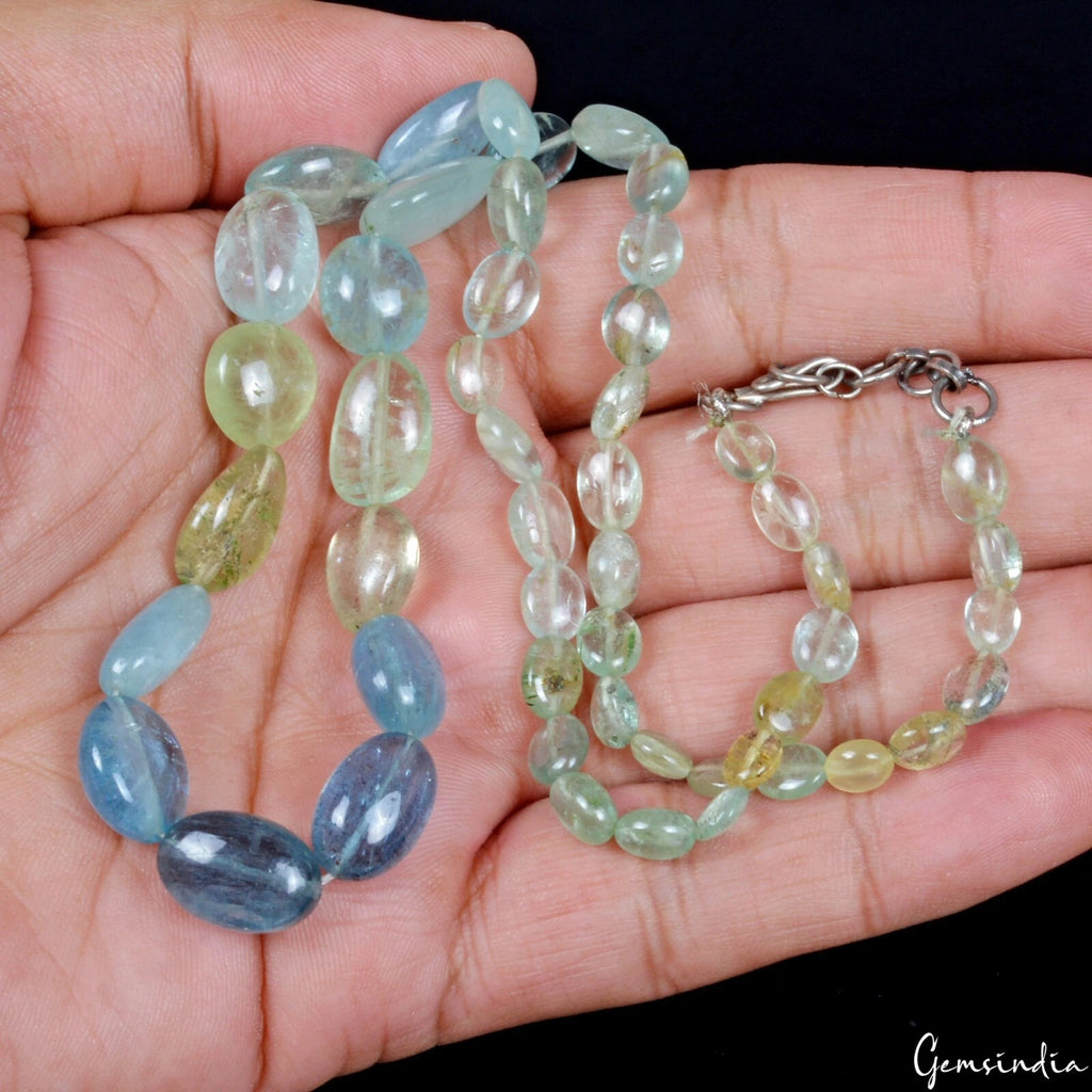 Aquamarine Necklace, Untreated — 7mm to 14mm