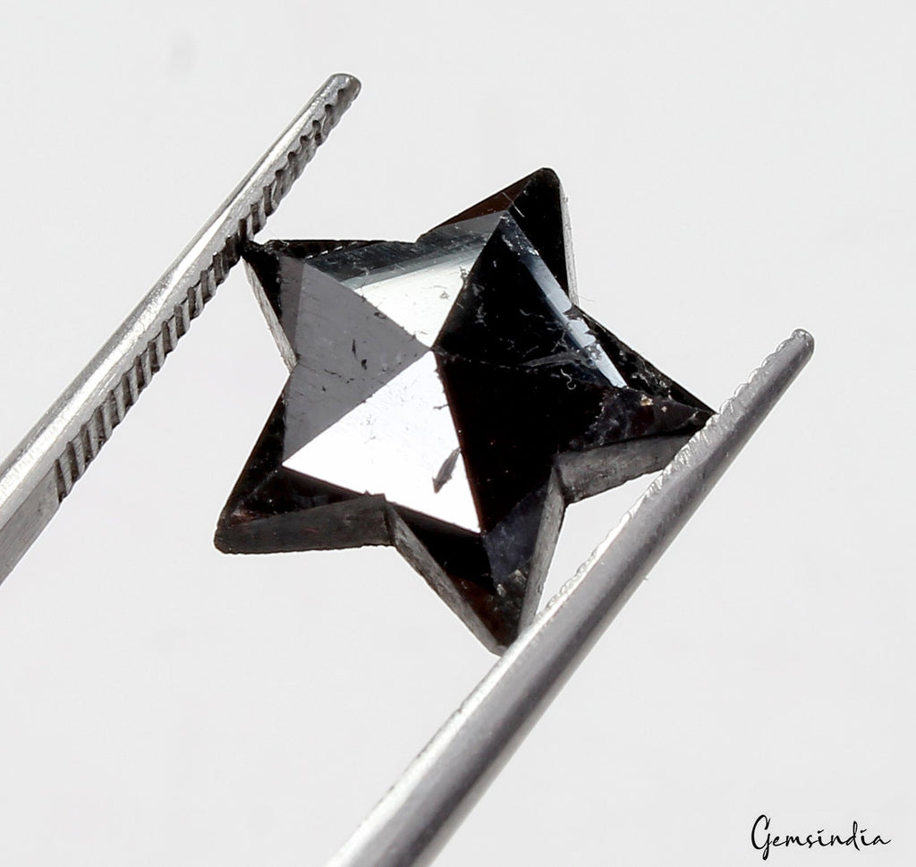 4.1 Carats 100% Natural Polished Star Shape Loose Earth Mined Black Diamond~13mm