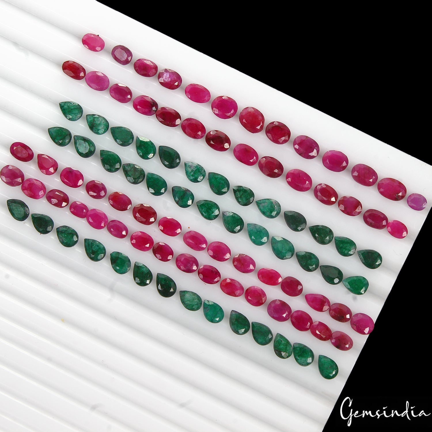 Certified 78.20 Ct/98 Pcs Natural Green Emerald Red Ruby Mix Cut Gem For Jewelry