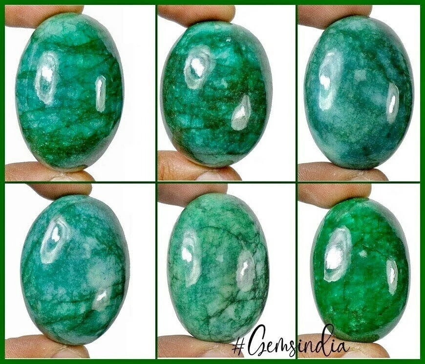 1800 Ct 6 Pc Natural Emerald Brazilian Oval Cabochon Earth Mined Loose Gemstones