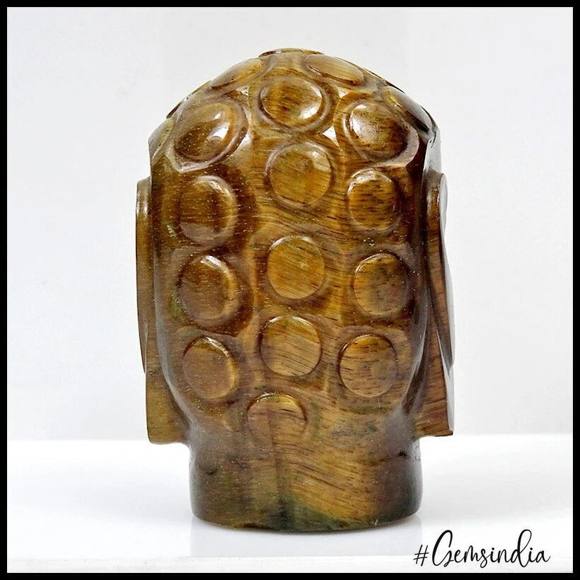 Natural Tiger Eye Gemstone Buddha Head Carving Reiki Healing Collection~1.9 Inch