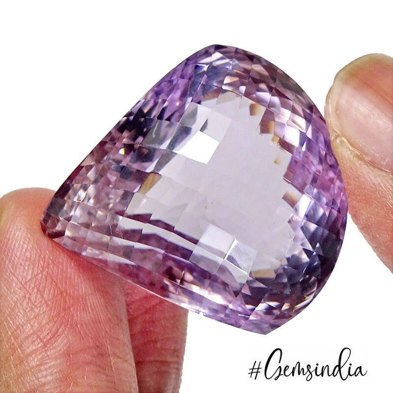 87.80 Ct Natural Untreated Bolivian Lavender Amethyst Fancy Checker Cut Rare Gem