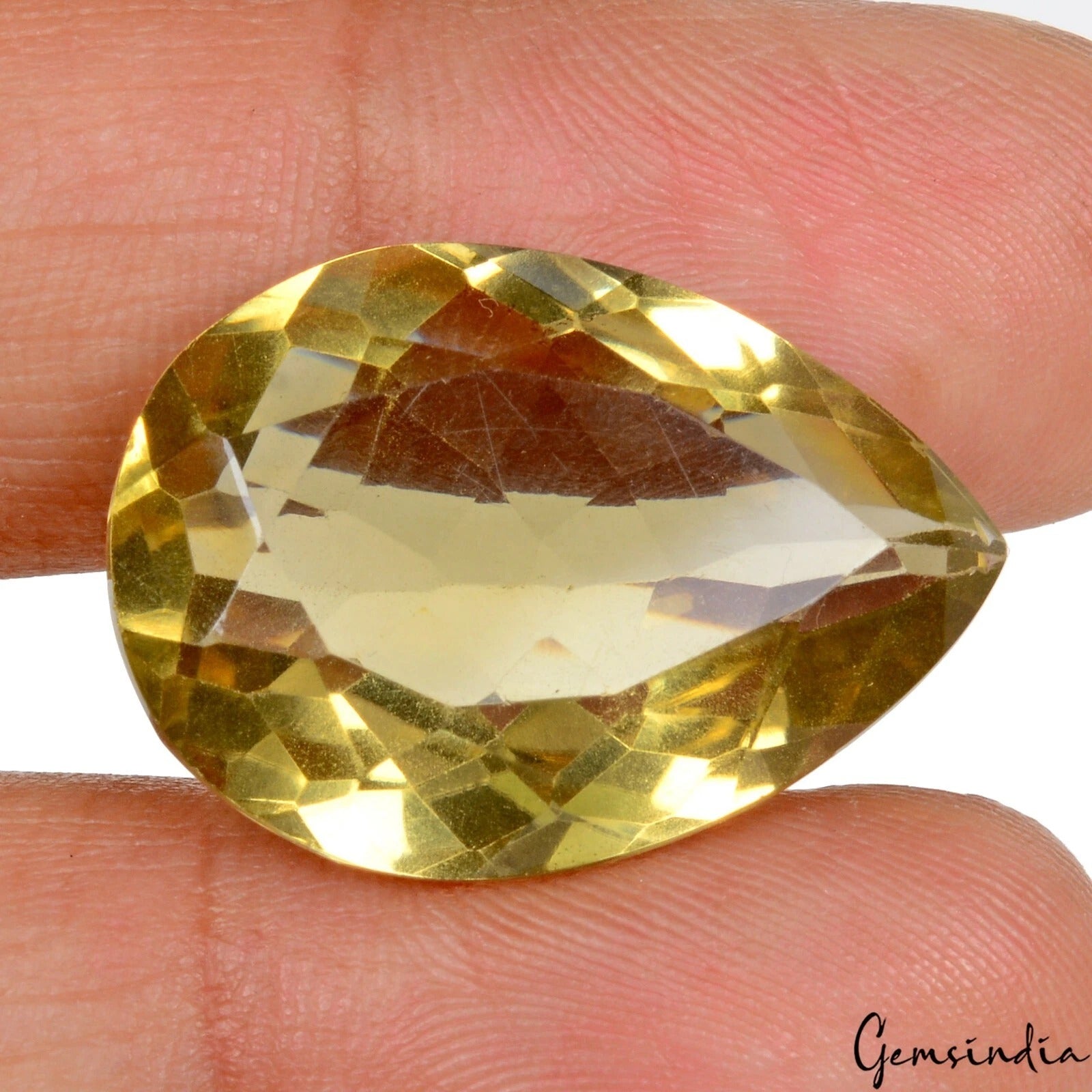 24.50 Cts Natural Untreated Brazilian Yellow Citrine Pear Cut Loose Gem For Ring