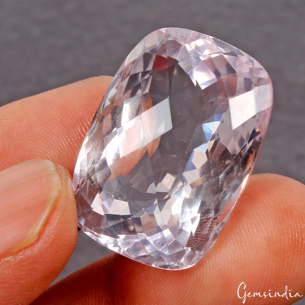 47 Ct Certified AAA Natural Bolivian Amethyst Cushion Checker Cut Loose Gemstone