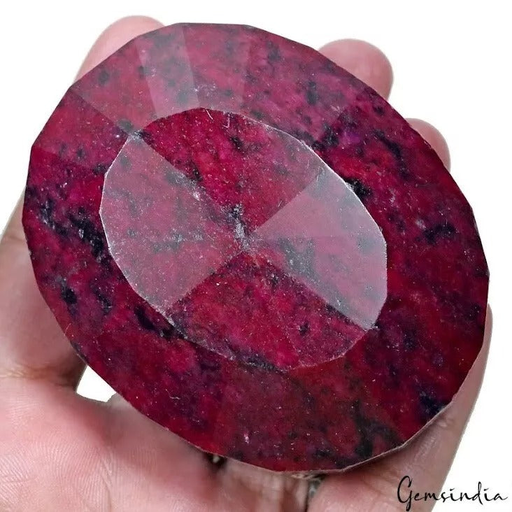 1850Ct Natural Dark Red African Ruby Oval Faceted huge Size Loose Gem-79x64x39mm