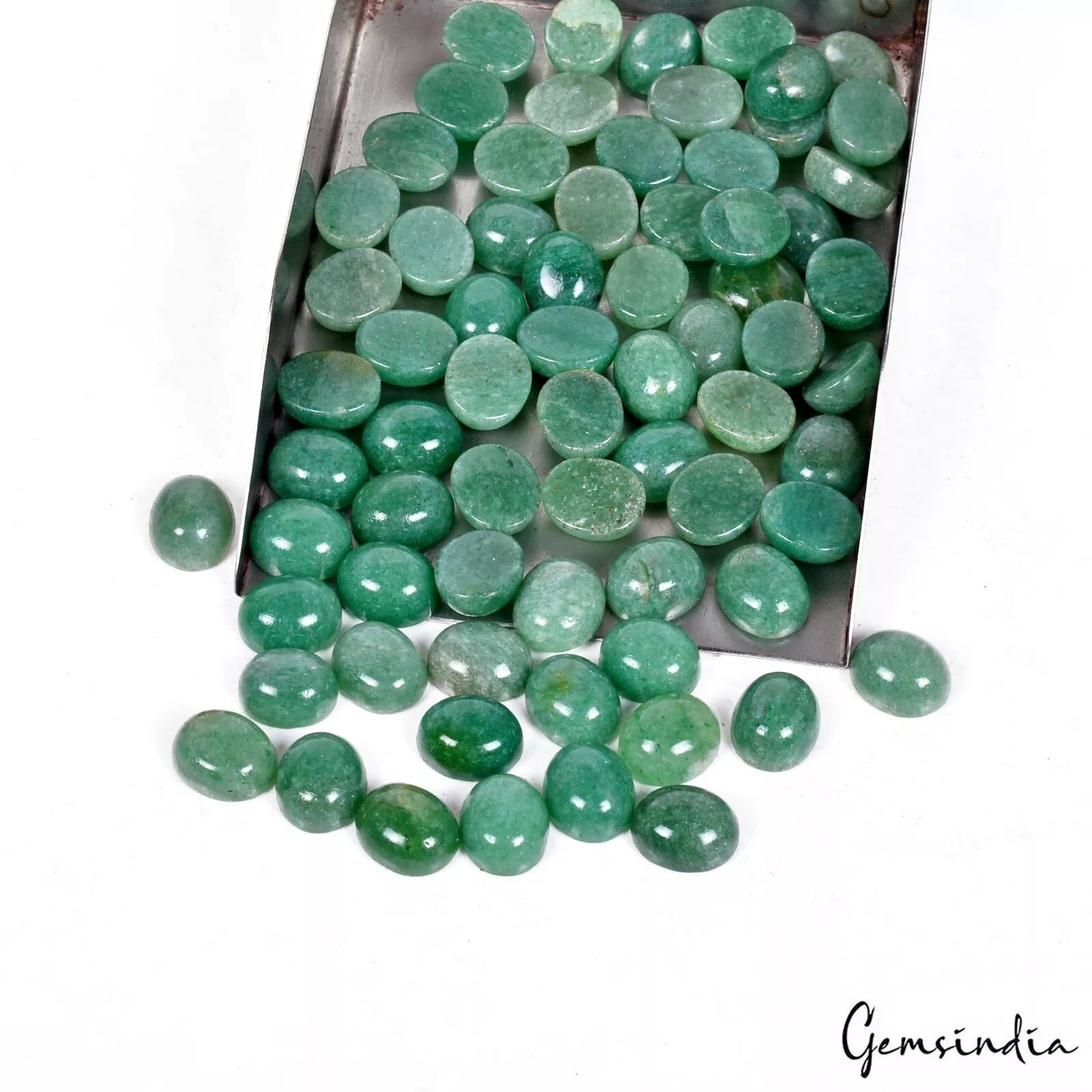 390 Ct/11x9mm Natural Dark Green Aventurine Loose Oval Cab Untreated Gemstones