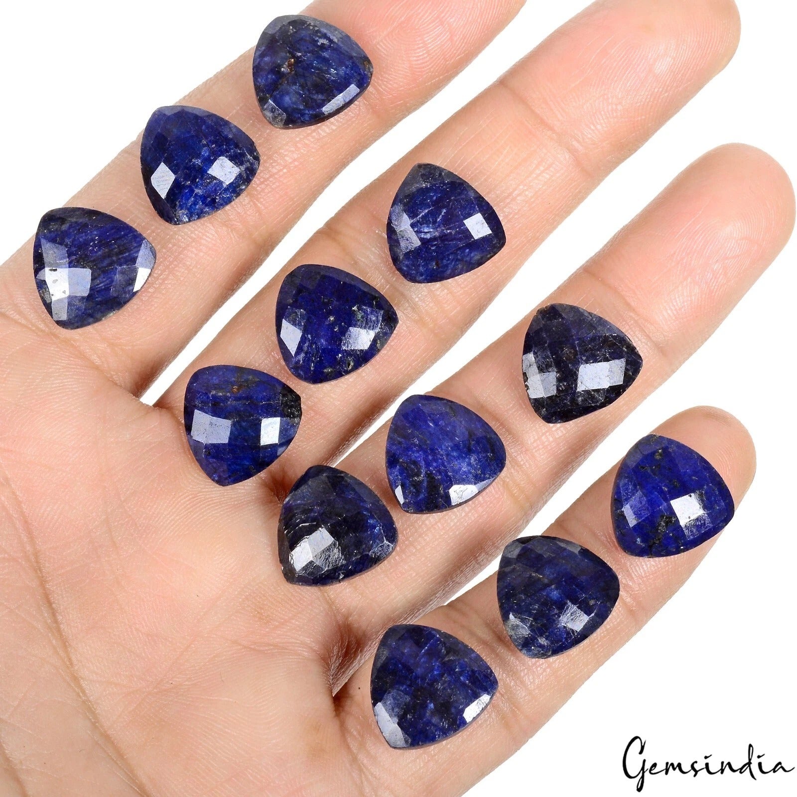 Certified 107.30 Ct Natural Blue Sapphire Trillion Cut Calibrated 14mm Gemstones