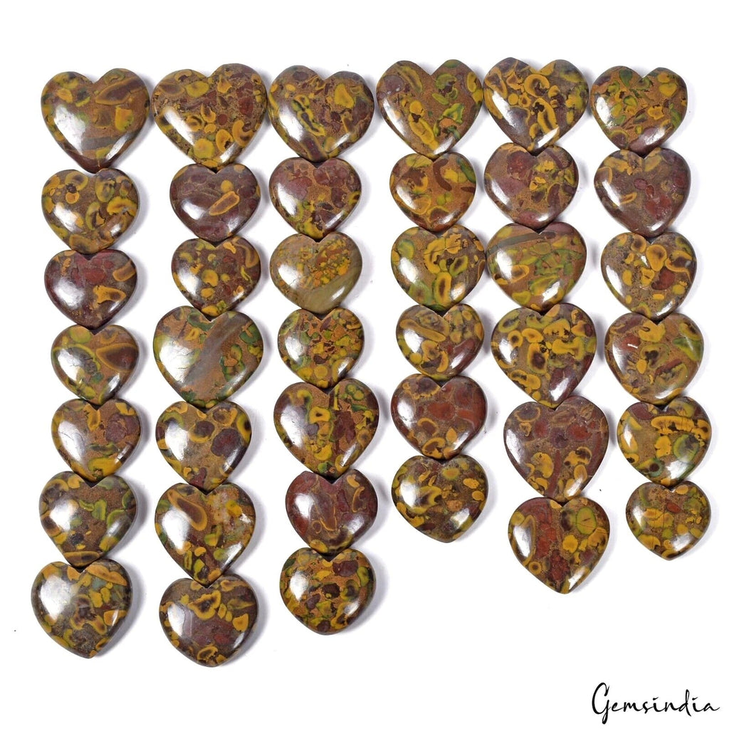 Super Wholesale 2500 Cts/39 Pcs Natural Untreated Fruit Jasper Heart Shape Gems