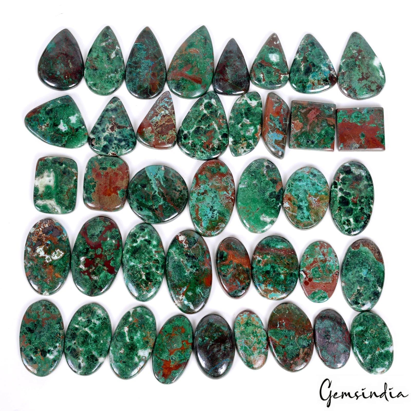 1700 Ct Natural Azurite Chrysocolla Untreated Mix Cab 25-44mm Gems Wholesale Lot
