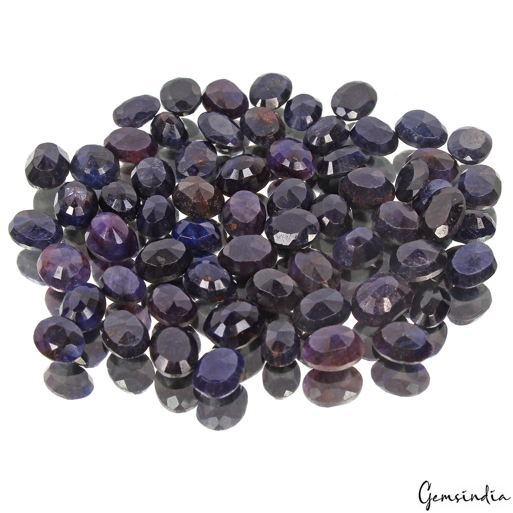 Blue Sapphire Lot, Loose Gemstone, Color Enhanced — 63 Pieces, 7mm to 8mm, 111.70 Ct