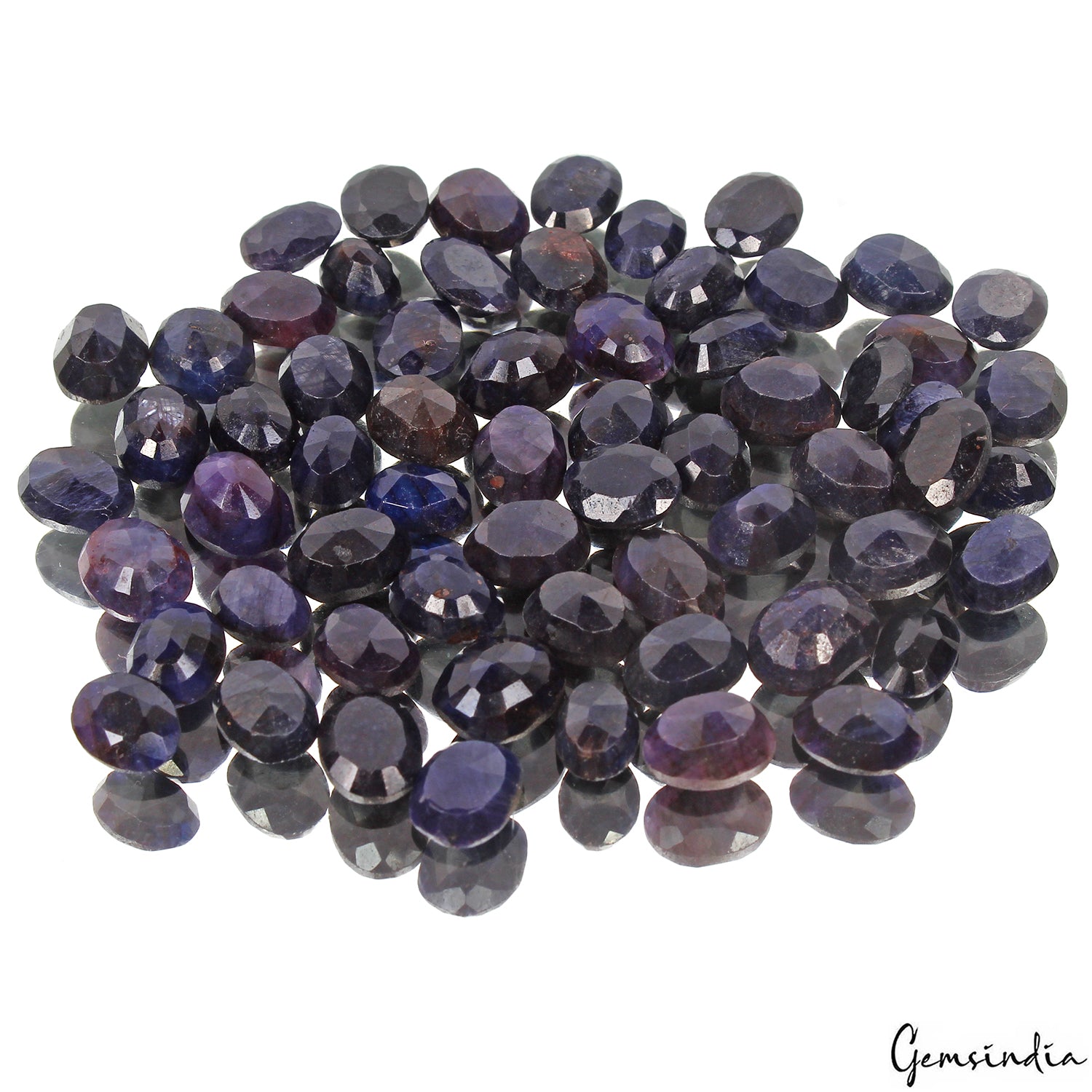 Blue Sapphire Lot, Loose Gemstone, Color Enhanced — 63 Pieces, 7mm to 8mm, 111.70 Ct