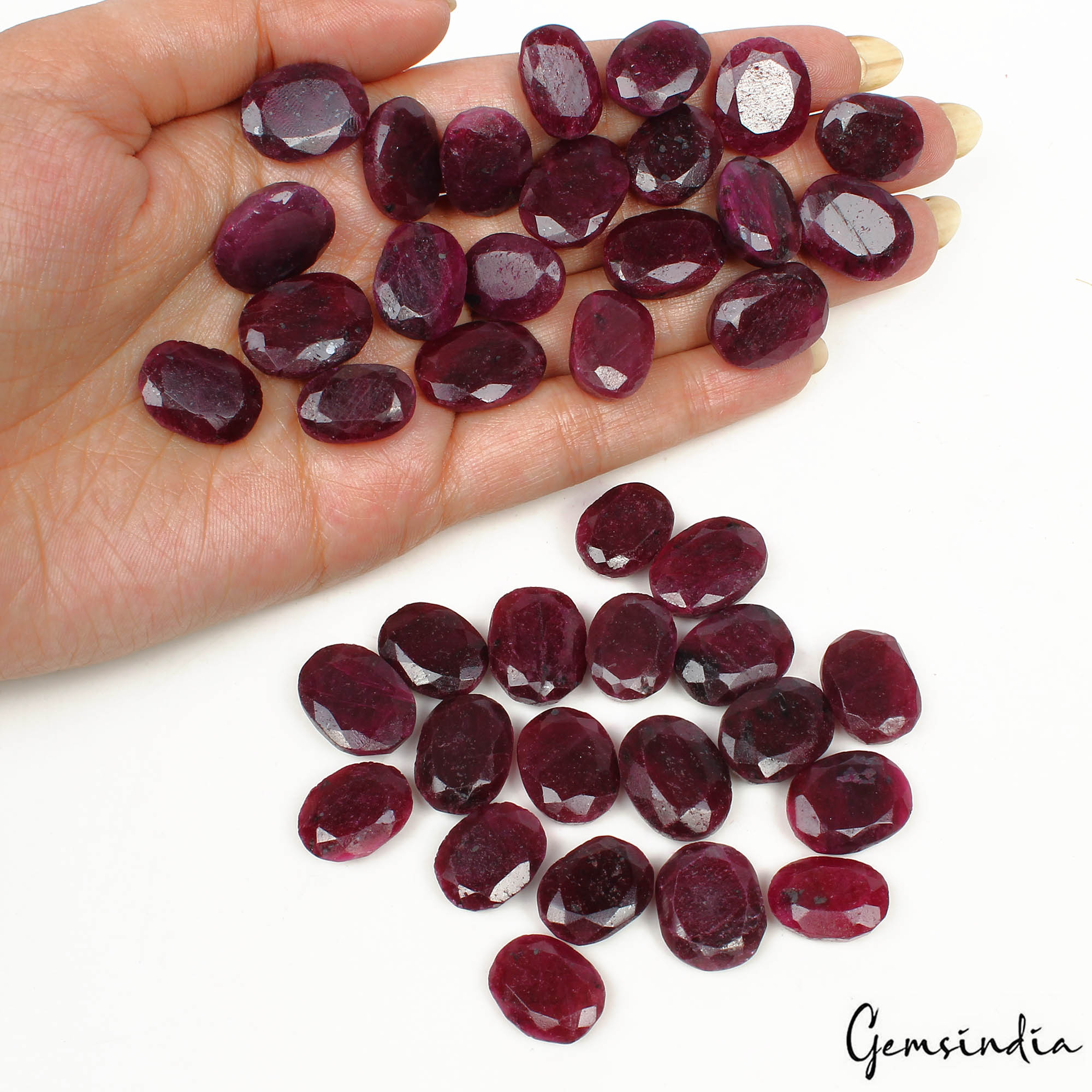 760 Cts/40 Pcs Natural African Dark Red Ruby Oval Cut Loose Gems Lot For Jewelry