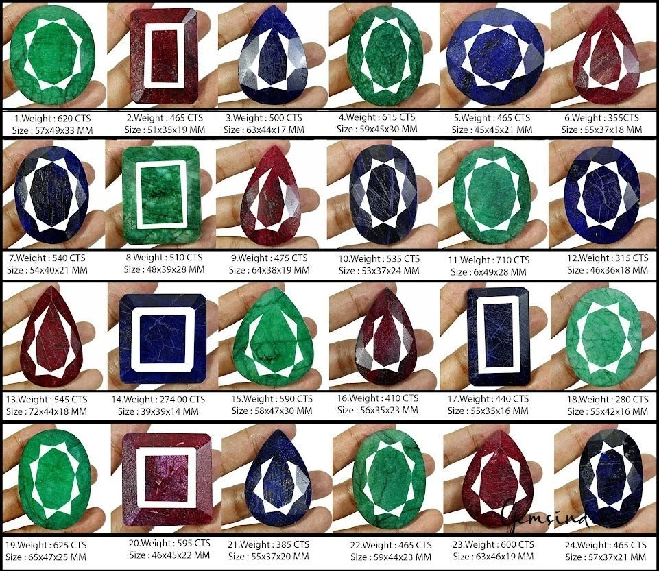 2.3 Kg Natural Emerald Ruby Sapphire Mix Cut Loose Gemstones Wholesale Lot~24Pcs