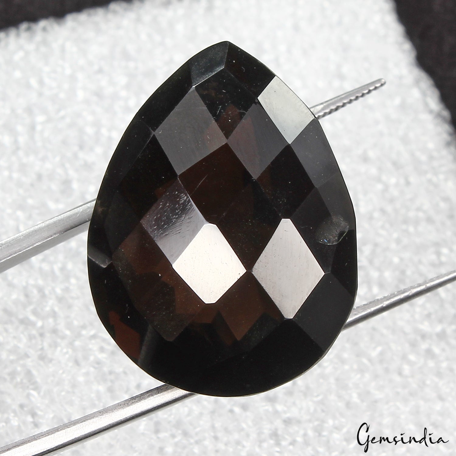 51.80 Ct Natural Smoky Quartz Untreated Pear Checker Cut Huge Loose Gemstone