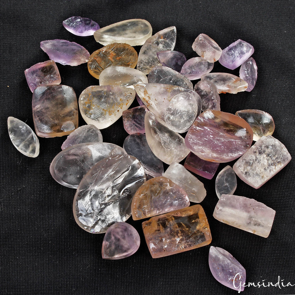 350 Cts/40 Pcs Natural Untreated Amethyst Druzy Mixed Cut Loose Gems For Jewelry