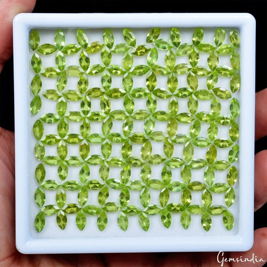 94.50 Cts/162 Pcs Natural Untreated Green Peridot Marquise Calibrated 8x4mm Gems