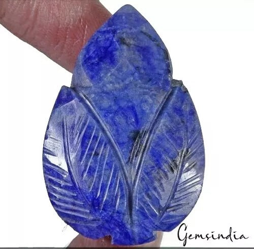 93.20 Ct Natural Blue Sapphire Pear Carving Earth Mined Certified Loose Gemstone